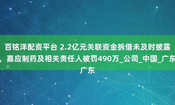 百铭洋配资平台 2.2亿元关联资金拆借未及时披露，嘉应制药及相关责任人被罚490万_公司_中国_广东